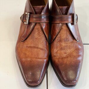 Magnanni Men’s Textured Leather Monk Strap Chukka